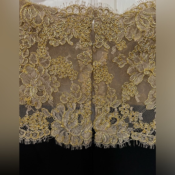 Reem Acra Black and Gold Silk Dress - Picture 9 of 12